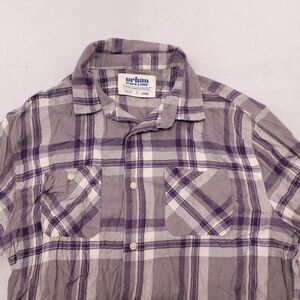 Urban Pipeline Madras Flannel Casual Button Up Shirt Mens Size L Purple Gray